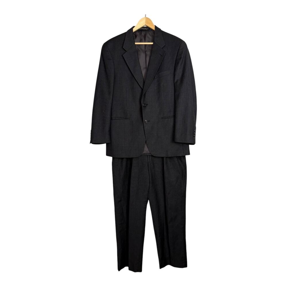 Jones New York Men's Dark Grey Glen Plaid Wool Cashmere‎ 2 Piece Suit Tailored
